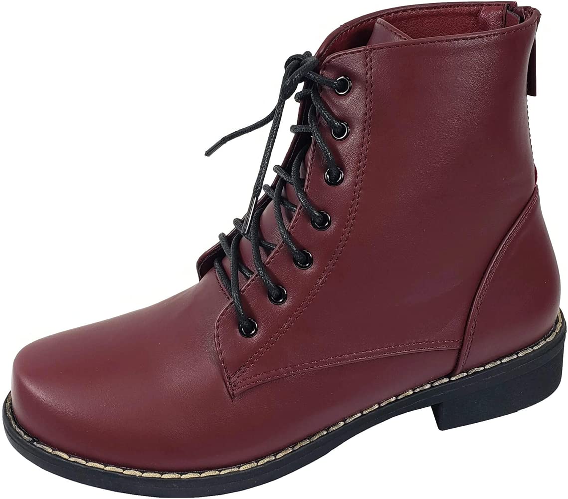 burgundy military boots