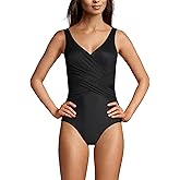 Lands' End Women's SlenderSuit Wrap One Piece Swimsuit