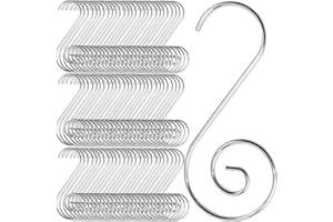 TIHOOD 200PCS 2inch Ornament Hooks, Christmas Ornament Hangers, Christmas Tree Hanger Baubles Ball Metal Hooks Xmas Decoration S Hooks (Silver)