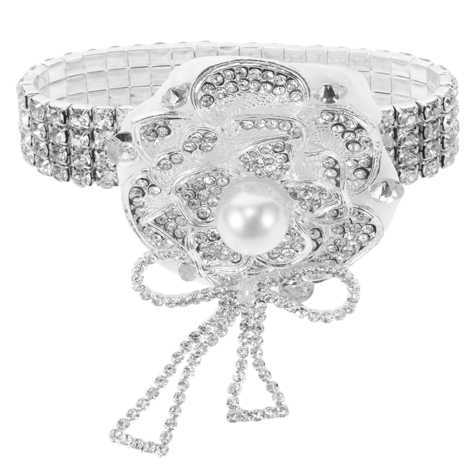 Abaodam Rhinestone Wrist Flower Corsage for Prom Elegant Wristlet Accessory Full Rhinestones for Wedding Bridal Shower Women Special Occasions