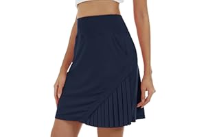 MoFiz Women Tennis Golf Skirt 20" Knee Length Athletic Skort Running Casual High Waist Skirt with Pocket