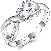 STARCHENIE Infinity Promise Ring 925 Sterling Silver Angel Wings Heart Ring for Women Size 5-10