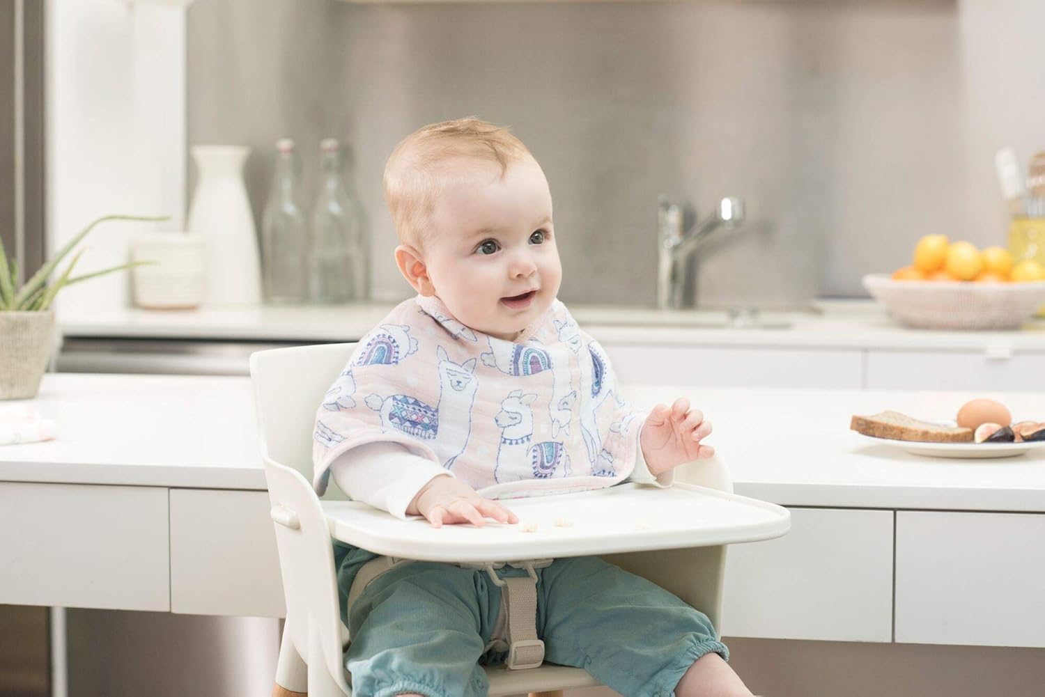 aden + anais Burpy Baby Bib, 100% Cotton Muslin, 4 Layer Multi Use Burping Cloth, Super Soft & Absorbent Burp Rag for Infants, Newborns and Toddlers, 2 Pack, Trail Bloom Llamas: Baby