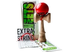 Sweets Kendamas Radar Boost Kendama - Sticky Paint, Improves Hand Eye Coordination, Reflexes, Perfect for Beginners, Extra String Accessory Gift Bundle (Red)
