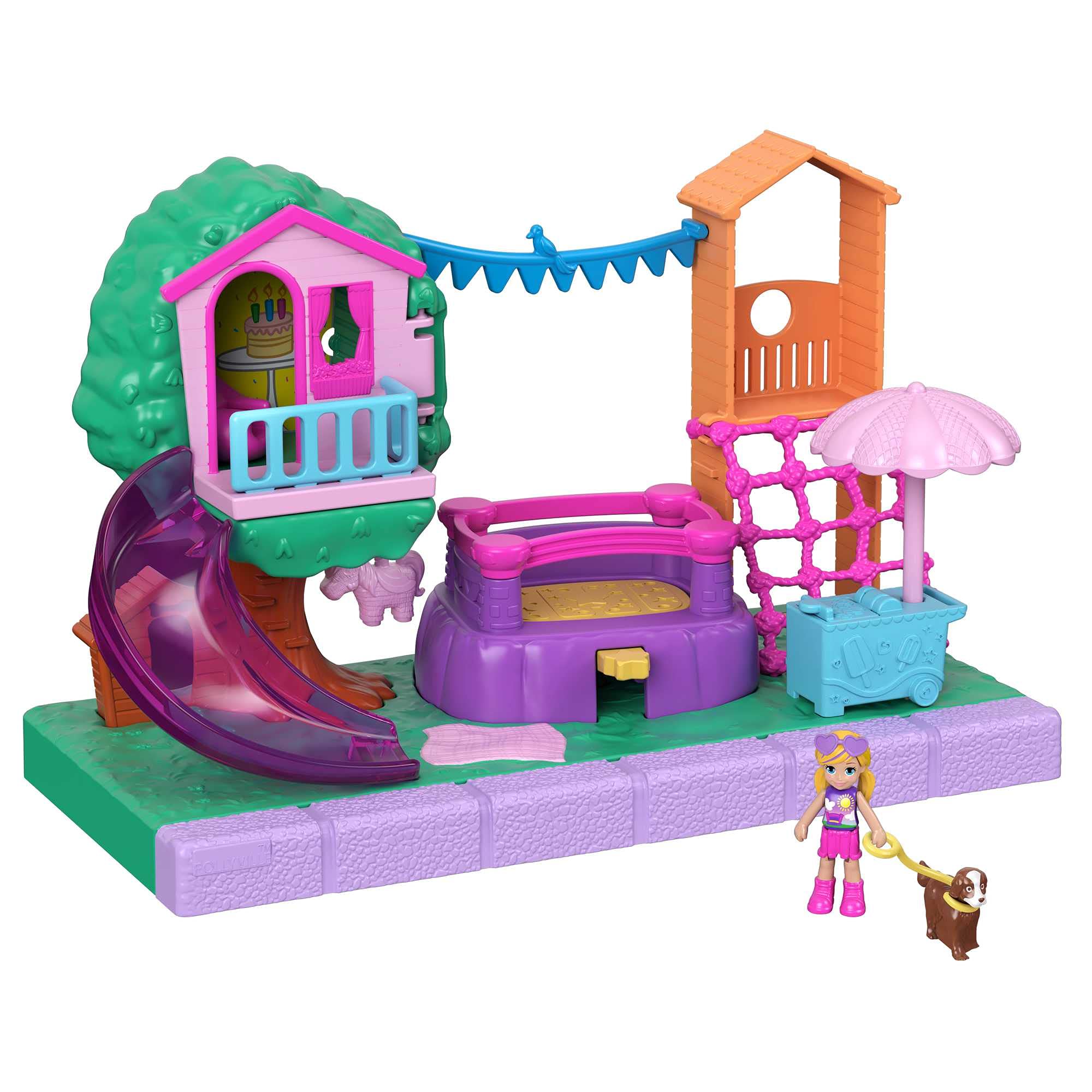Polly Pocket GTM67​ Pollyville Playground Adventure Playset, Great Gift for Ages 4 Years Old & Up, 12.0 cm*8.0 cm*16.0 cm