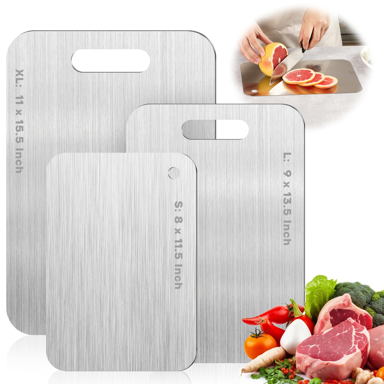 Photo 1 of Katuchef Titanium Cutting Boards for Kitchen 100% Pure Ti Katu chef Titanium Cutting Board set Double Sided Non Toxic Titanware Chopping Board,Durable Dishwasher Safe Cutting Boards(1PC-S-8x11.5In)