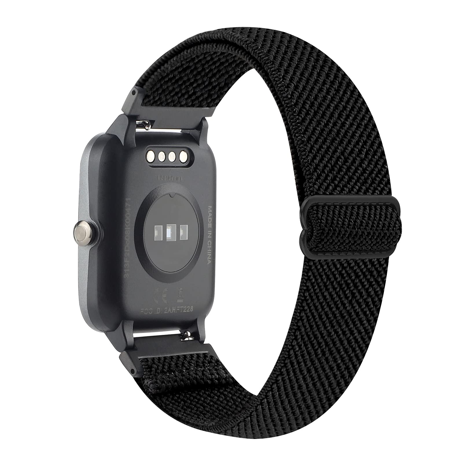 WONMILLEAdjustable Smartwatch Replacement Straps for SW021 ID205L/SW025 ID205S Veryfitpro Sport Watch, Soft Nylon Stretchy Elastics Sport Wristband 19mm Bands Accessory
