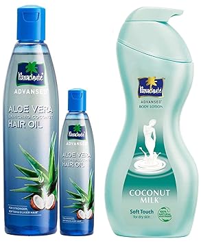 Parachute Advansed Aloe Vera Enriched Coconut Hair Oil, 250ml (Free 75ml) & Parachute Advansed Body Lotion Soft Touch, 400 ml