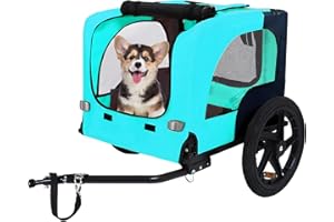 Aosute Pet Bike Trailer,Dog Bike Trailer for Small and Medium Pets,Up to 88lbs Easy Folding Cart Frame Quick Release Wheels,Non-Slip Floor,Internal Leash