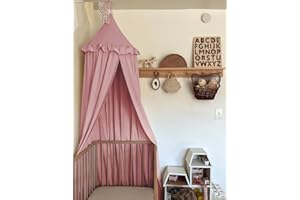 JIKAL Kids Bed Canopy with Ruffles Cotton Hanging Tent Frills Curtain Net for Baby Nursery Room Children Reading Nook Decor