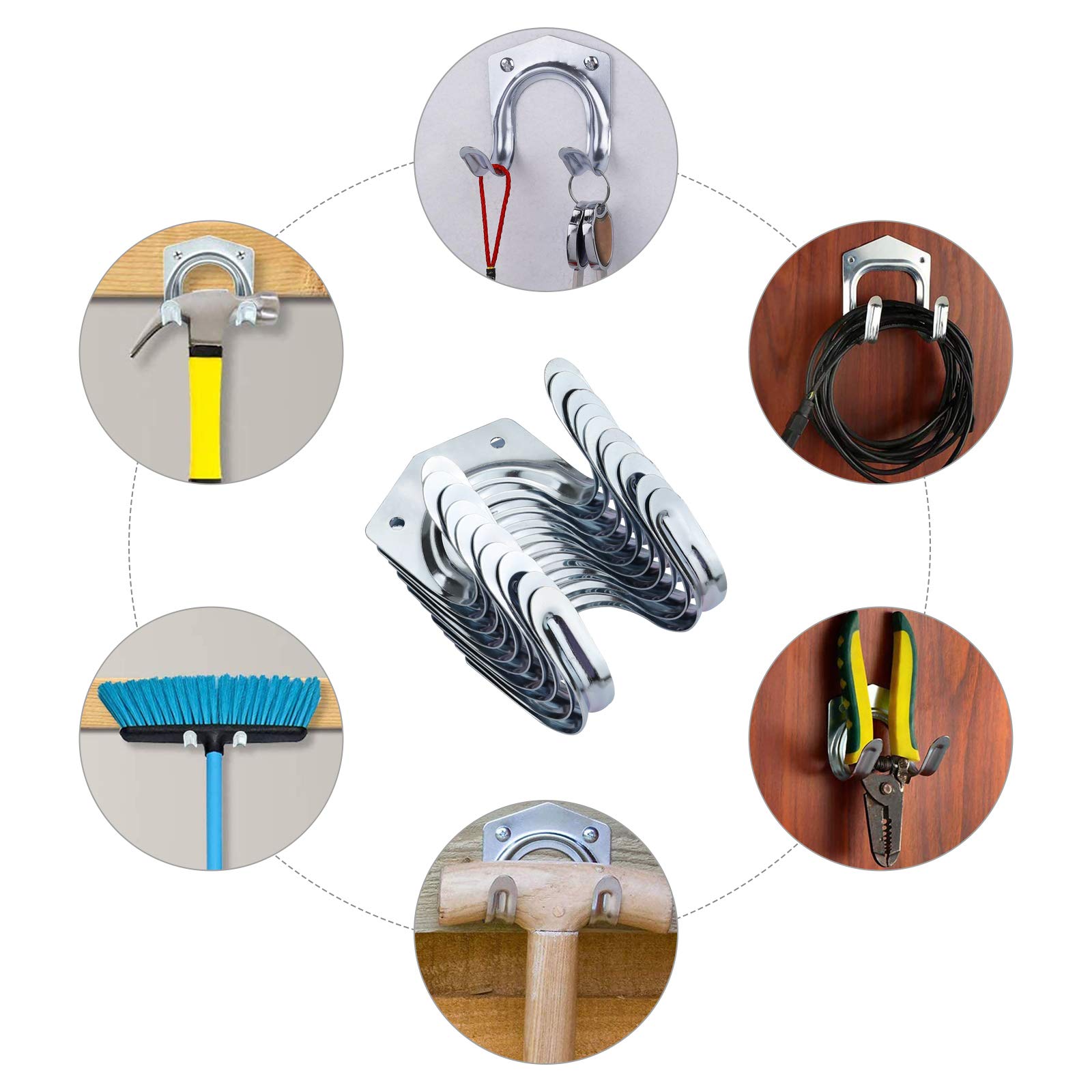 Yuechenggui 15 Stück gartengerätehalter Haken, Gerätehalter Garten, robuste Mehrzweck-Werkzeug-Haken, für Lager, Garage, Schuppen, Gartenwerkzeuge 3