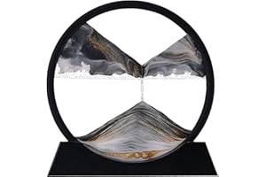 YKW 3D Deep Sea Moving Sand Art,Relaxing Kinetic Sandscape Art Table Desk Top to Decor for Any Home, Office Desktop, Mantle,Bookshelf Making It Ideal for Any Setting (7inches, Black)