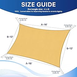RoomHacks 12'x16' Sun Shade Sail, UV Protection