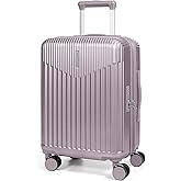 BAGSMART Carry On Luggage 22x14x9 Airline Approved with Spinner Wheels,100% PC Hardside Expandable Luggage with TSA Lock for Trips, 20 Inch Rolling Suitcases for Men Women,Purple