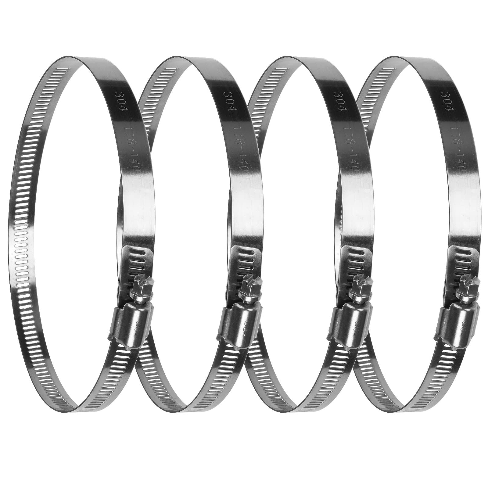 drado 4 Pack Jubilee Hose Clips 118-140mm, Jubilee Clips Stainless Steel Pipe Clamps, Worm Drive Hose Clips for Securing Hoses and Pipes Tube