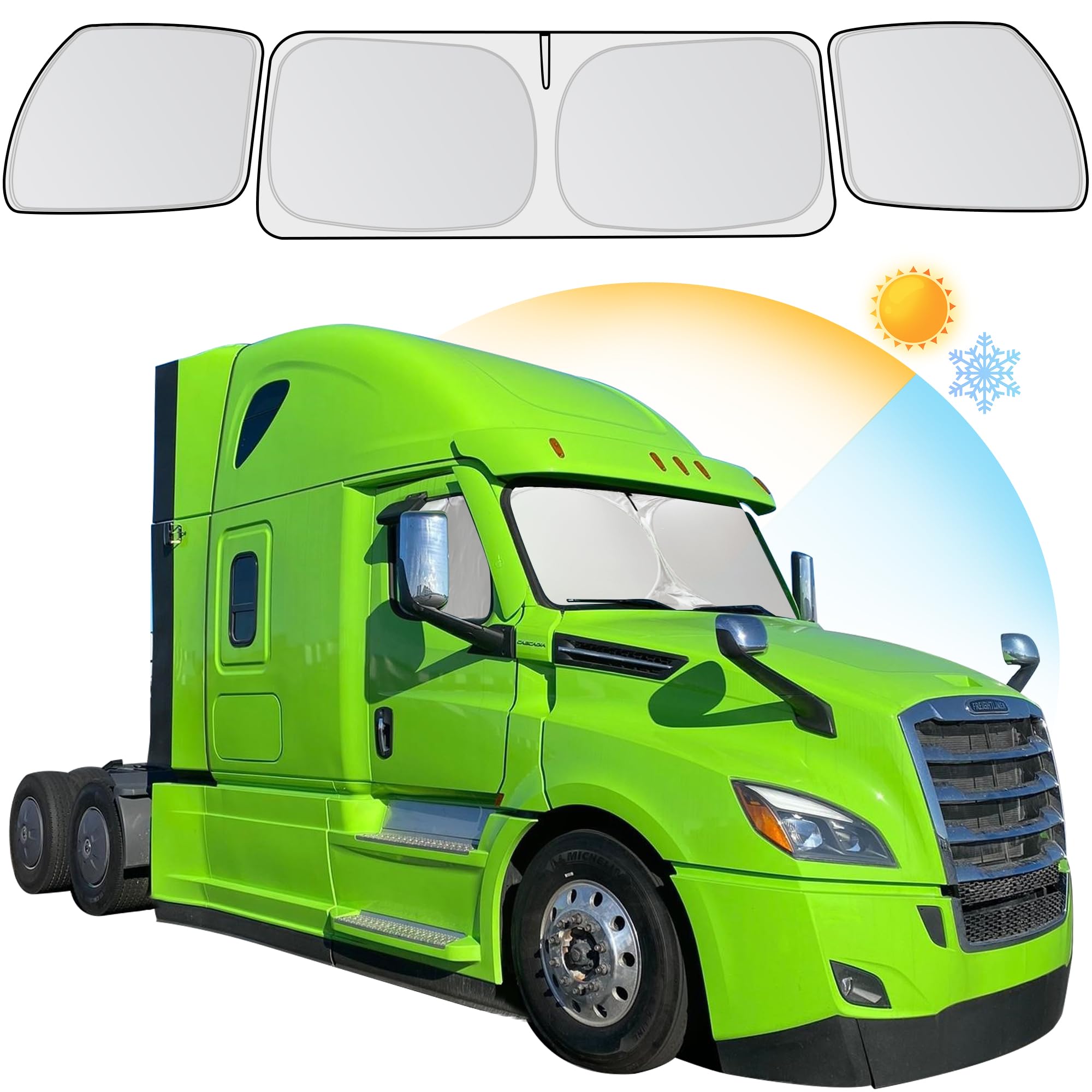 Photo 1 of (Upgrade) Semi-Truck Sun Shade for Windshield Fit 2018-2024 Freightliner Cascadia, 300T Sunshade Maximum Coverage | Block Sun Heat Rays | Keep Warm in Winter