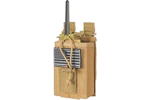 FRTKK Tactical Radio Holder Radio Holster Molle Radio Pouch Universal Radio Case Military Heavy Duty Radio Bag for Police Firefighter Two Ways Walkie Talkies Vest (Tan)