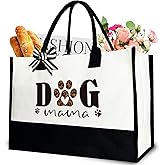 Gezred Dog Mama Tote Bag, Dog Canvas Tote Bag Gift for Women, 12x17 inch