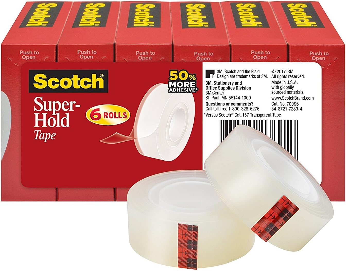 Scotch Super-Hold Tape, 6 Rolls, 50% More Adhesive, Trusted Favorite, 3/4 x 800 Inches, Boxed (700S6) : Office Products