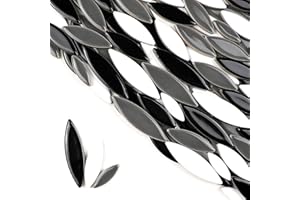 ZWCT 200g Ceramic Mosaic DIY Set Colorful Petal Ceramics Leafy Vein Mosaic Tiles Craft Materials Mosaic Art Materials - Black and White Mix