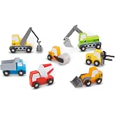 Melissa &amp; Doug Wooden Construction Site Vehicles with Wooden Storage Tray (8 pcs)