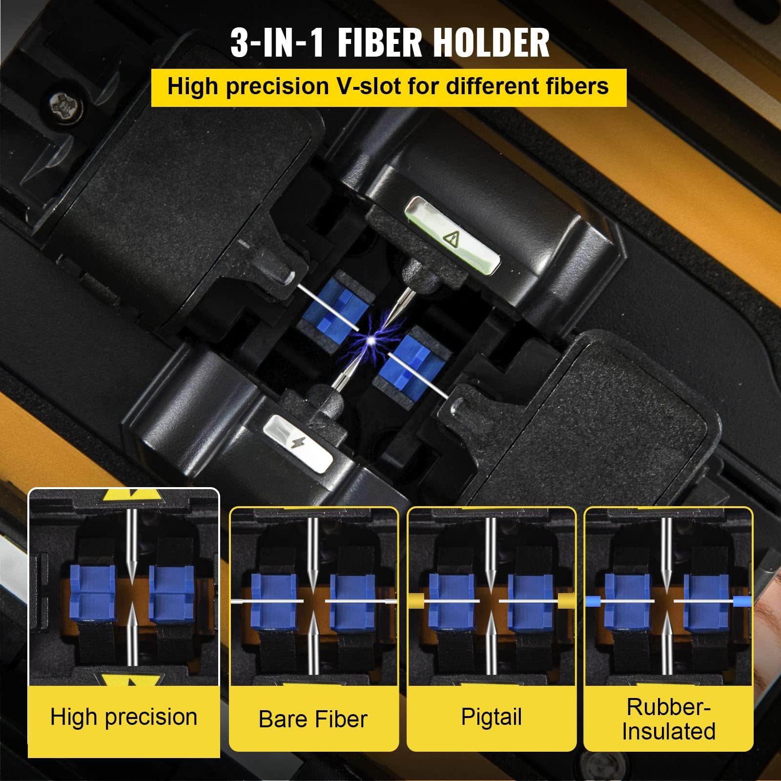 Mophorn AI-7 Fiber Fusion Splicer with 8 Seconds Splicing Time Melting 18 Seconds Heating Fusion Splicer Machine Optical Fiber Cleaver Kit for Optical Fiber & Cable Projects