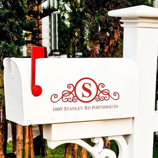 Amazon Com Mairgwall Mailbox Vinyl Sticker Lettering Decal Custom Design Home Mailbox Address Decal Sticker With Floral Monogram Home Kitchen