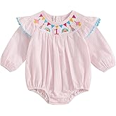 BULINGNA Baby Girl First Birthday Outfit Ice Cream Rainbow Embroidery Ruffle Plaid Romper One Year Old Onesie Fall Clothes