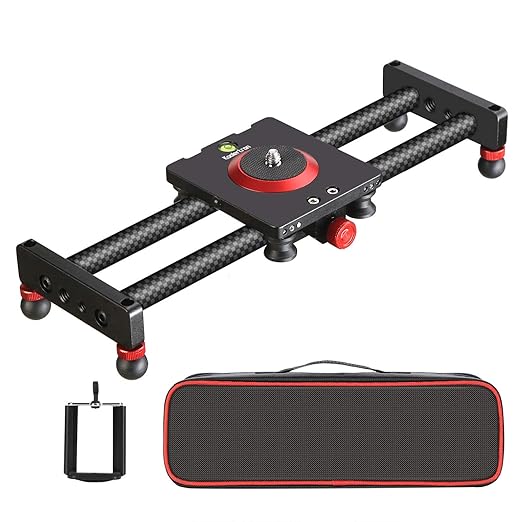 Koolertron Slider Track Carbonfaser Kameraschiene Videoschiene, 11,8 Zoll/30 cm mit 4 Lager Handy Slider Dolly für Smartphone