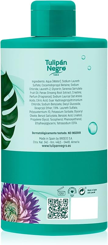 Black Tulip - Champô Micelar Revitalizante e Fortalecedor, Cuidado para Cabelo Normal a Seco, com Serenoa e Ginseng, 400 ml