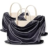 Vonty 3 Pack Silky Dust Bags for Shoes and Purses, Satin Drawstring Bag for HandBags Boots - Black Shoe Bag Silk Dust Cover Bag Protector Travel Storage Pouch(19.6 x 15.7 In)