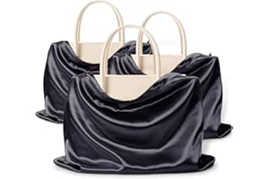 Vonty 3 Pack Silky Dust Bags for Shoes and Purses, Satin Drawstring Bag for HandBags Boots - Black Shoe Bag Silk Dust Cover Bag Protector Travel Storage Pouch(23.6 x 19.6 In)