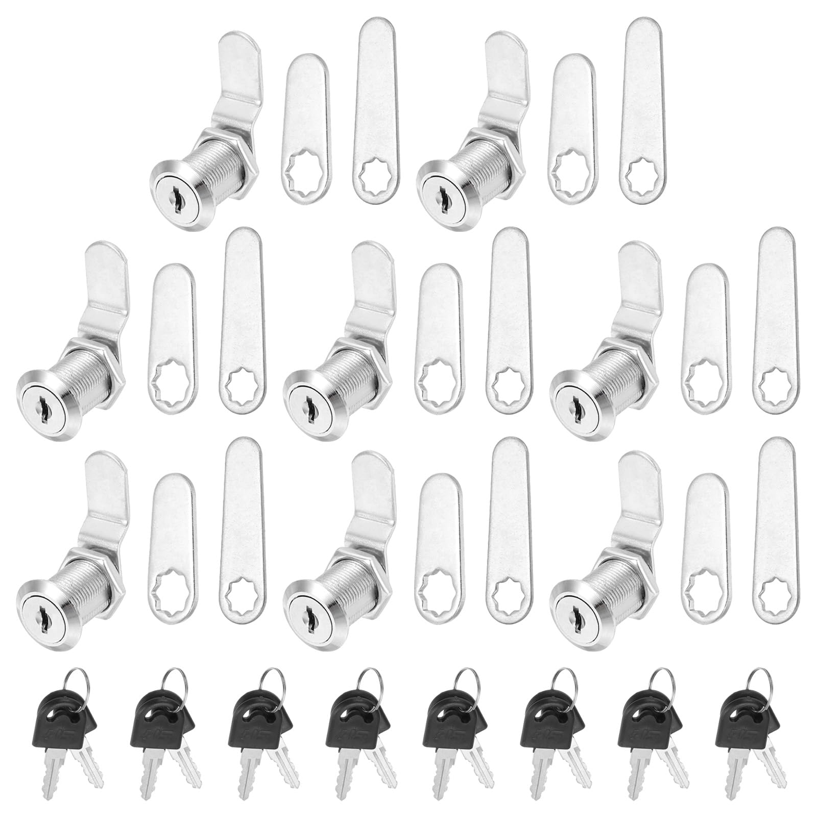 PATIKIL 1/8 Inch Keyed Alike Cabinet Locks with Key, 8 Pack Cam Replacement Lock Cylinder Toolbox Lock for RV Drawer Storage Cart Mailbox, Silver