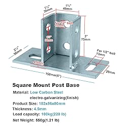OTTFF 4 Pack 2 Slot U Post Base for 1-5/8" Square