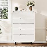 IDEALHOUSE 5 Drawers Dresser for Bedroom, 48" High Modern Chest of Drawers with Large Wood Storage Dresser, Wood Closet Clothes Storage Organizer, White