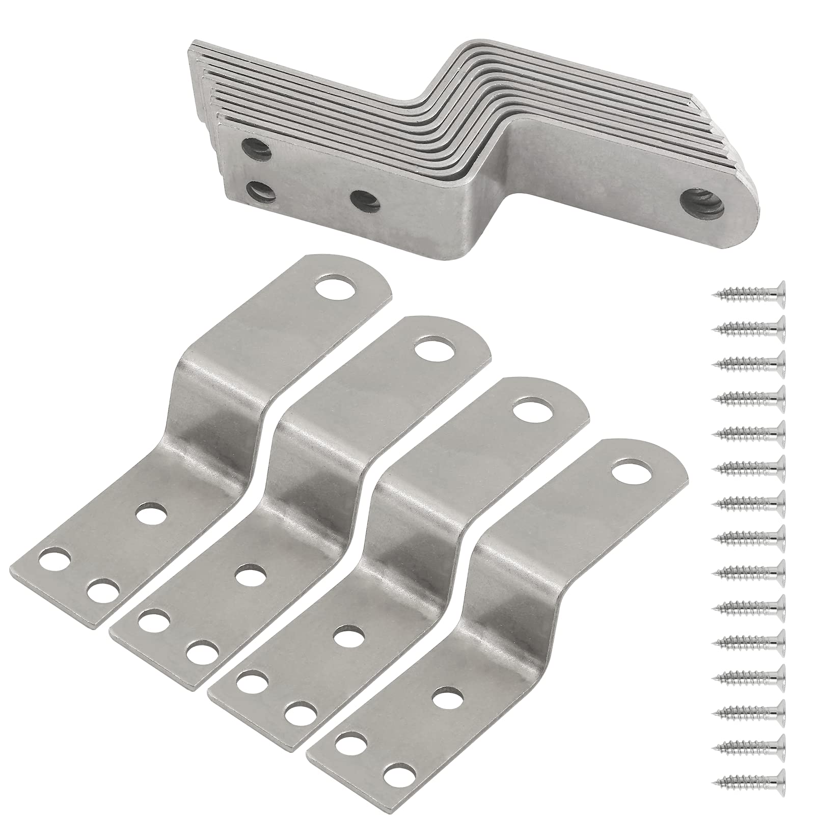 Photo 1 of HARSKIYER 12pcs Z Shaped Corner Bracket, Silver Height 0.8" Metal Z Shape Picture Frame Braces Bracket Furniture Support Shelf Brackets Fastener with Screws