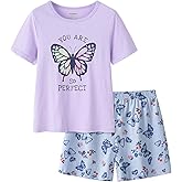 UNICABBIT21 Summer Pajamas for Girls Big Kids Cute Cartoon Soft Nighty Sleepwear 2-Piece Short Sleeve Set Size 6-16