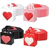 Dapuri 60 Pcs Valentine’s Day Heart Gift Bags Bulk, Non-Woven Reusable Tote Bags with Handles, Valentine Goody Treat Shopping Bags for Birthday, Wedding, Party Favors