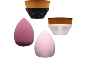 NEBXAZW 2 Pieces Foundation Brushes, 2 Pieces Set of Makeup Sponges Petal Shape Soft Touch Makeup Brushes Suitable for Cream or Mixed Liquid Cosmetics, Beige