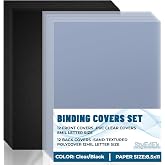 StyEdEk 24PCS Binding Covers and Backs Set, 8.5 x11 Inch Clear Book Cover | 12Pcs 8mil Clear PVC Binding Cover, 12Pcs 12mil Black Poly Cover, Letter Size, Un-Punched, Square Corners, for Home Office