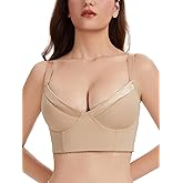 ZCANDAI Women Longline Plunge Balconette Bra Lightly Padded Underwire Demi Bras
