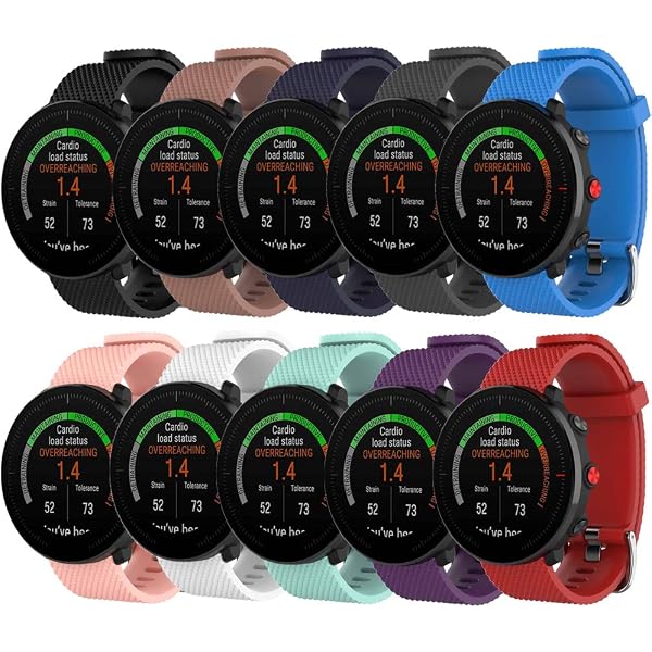 FitTurn 7 Cinturini Per Orologio Polar: Set Silicone Morbido Per Vantage M, Grit X E Pro, Regolabile