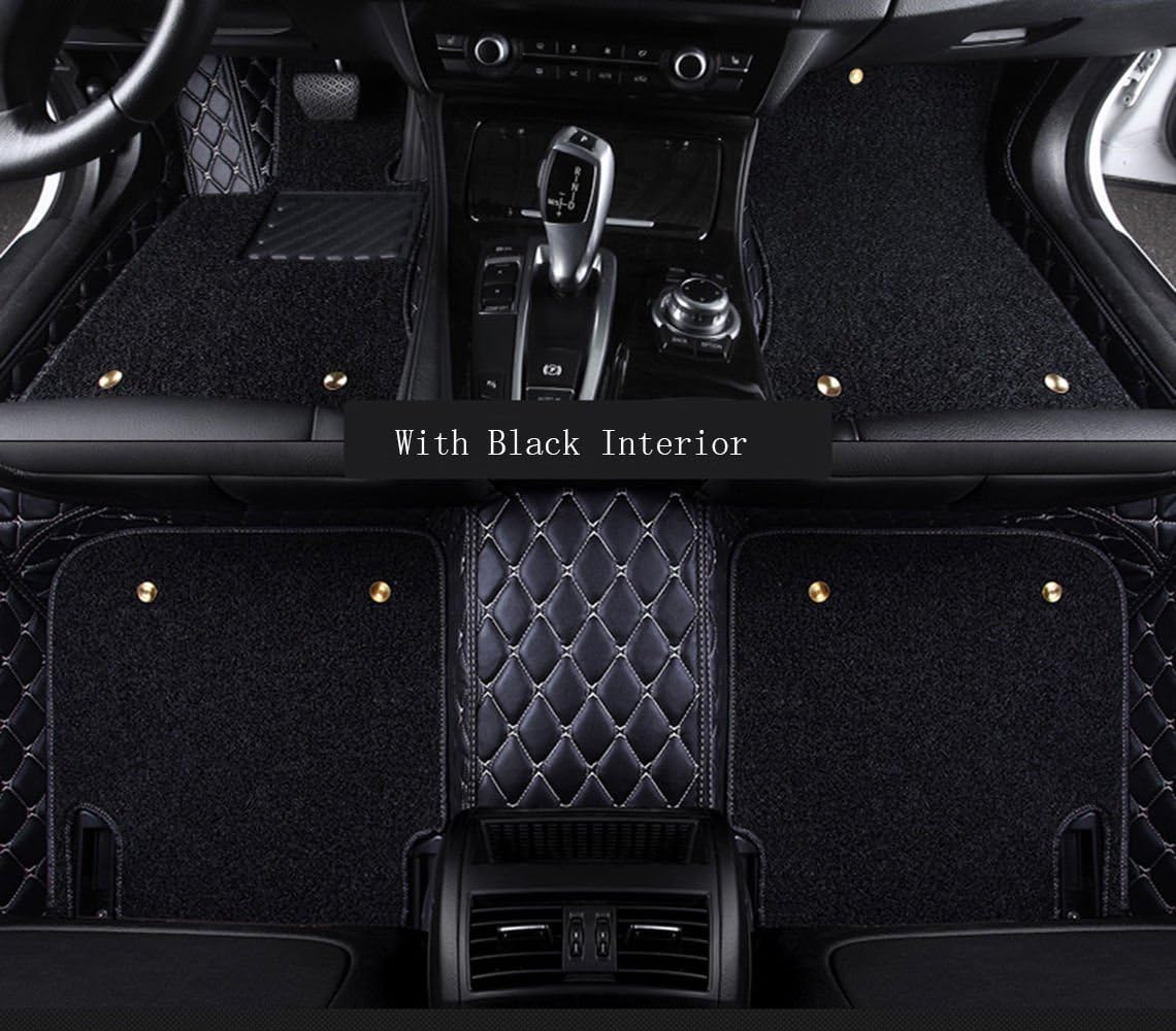 WillMaxMat Custom Car Floor Mats for Mercedes GL Class GL350 GL450 GL550 - Detachable All Weather & Season Floor Liner, Full Coverage 1st & 2nd Row Set(Black and Gold Stitching)