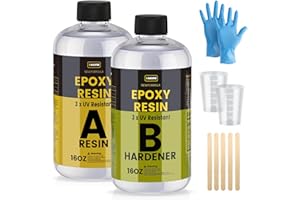 TAKIMO 32OZ 3×UV Resistant Resin Kit,No Bubble & Crystal Clear Epoxy Resin for Coating, Casting, Table Top,DIY, Bar Top, River Tables, Resin Art, Wood with High Gloss Finish