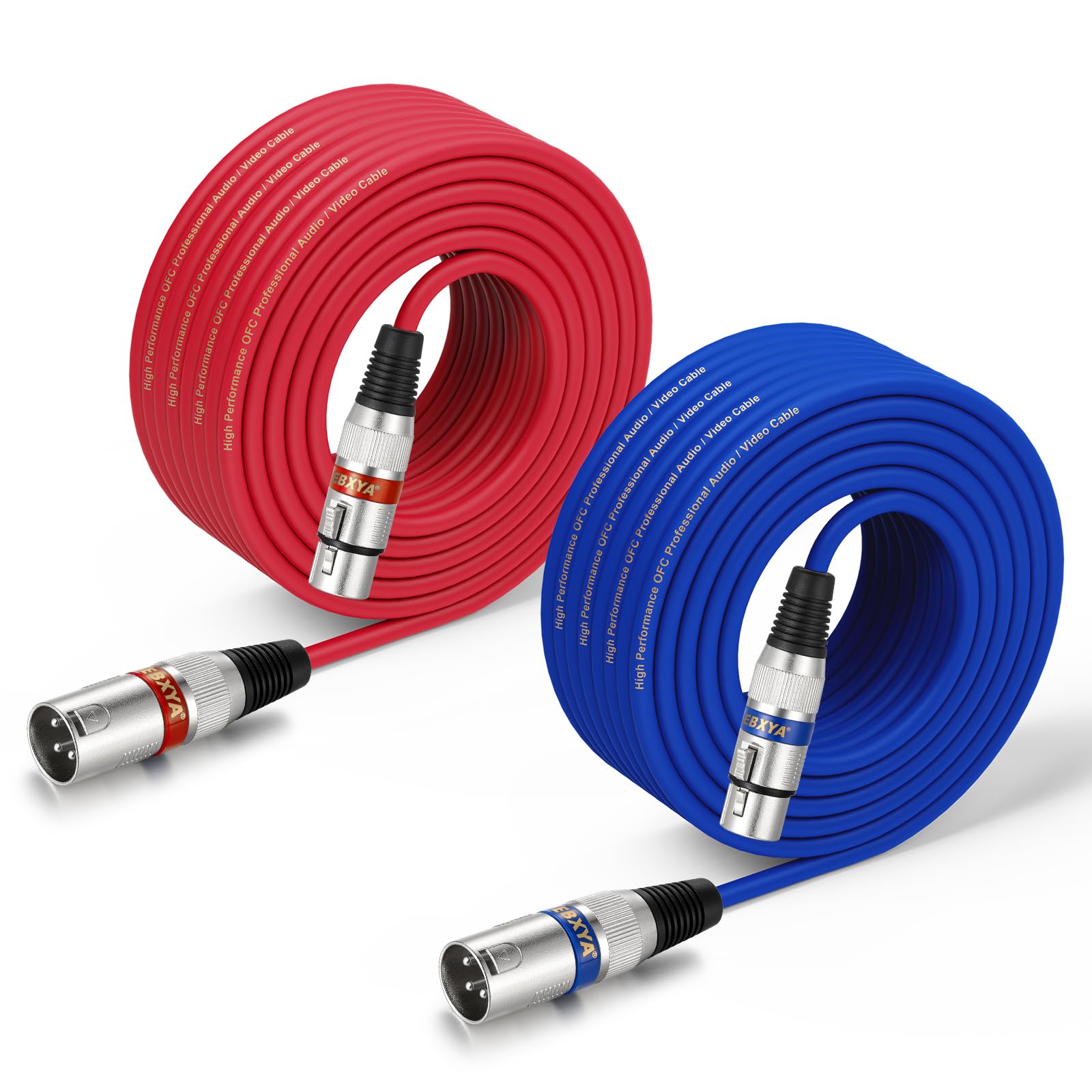 EBXYA XLR Cable 15M 2Pack Male to Female Balanced Microphone Lead Coloured DMX512 Patch Cables — image 1