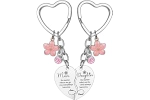 Eaprala 2Pcs Mother Daughter Heart Matching Keyring Keychain Set Gifts For Mom Christmas Mothers Day Gifts from Daughter