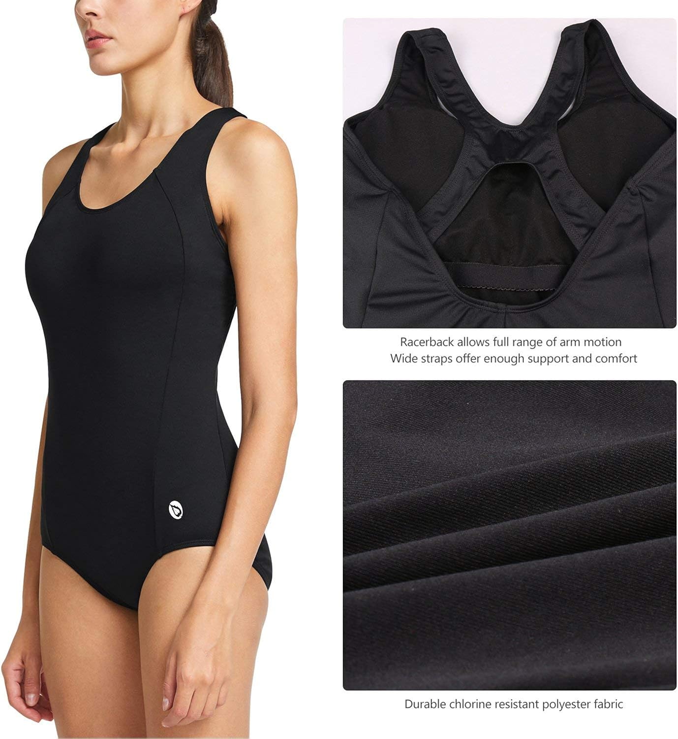BALEAF Women's Conservative Athletic Racerback One Piece Training Swimsuit Swimwear Bathing Suit : Clothing