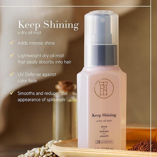 TPH BY TARAJI KEEP SHINING DRY OIL MIST FOR COILY & CURLY HAIR | PROTECTIVE GLOSS & HAIR SHINE SPRAY HELPS REDUCE THE LOOK OF SPLIT OF ENDS | CRUELTY FREE, VEGAN HAIR SPRAY FOR WOMEN & MEN, 3 FL OZ