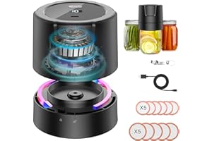 Bunyta Electric Mason Jar Vacuum Sealer Kit - 2000mAh Battery, Enhanced Motor, Compatible with Wide & Regular Mouth Lids, Ideal for Canning & Sealing, Black