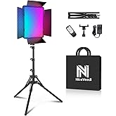 NiceVeedi 40W RGB Photography Lighting with 20 Effects, 360° Full Color/2700-6500K Studio Lights with Remote & Display, Lighting for Video Recording/Photography/Streaming/YouTube/TikTok/Content Creat